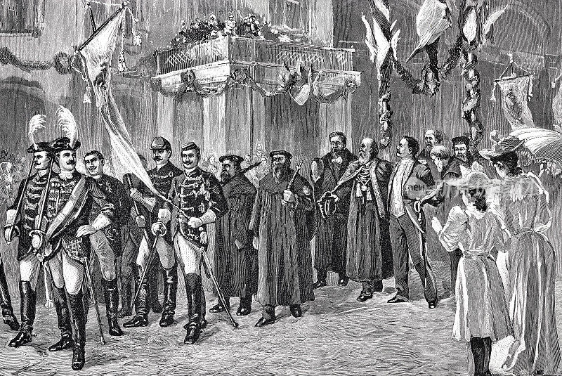 普鲁士K?nigsberg大学周年庆典游行