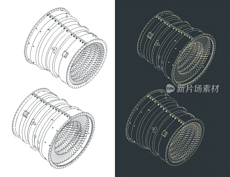 涡轮喷气机定子外壳等距图