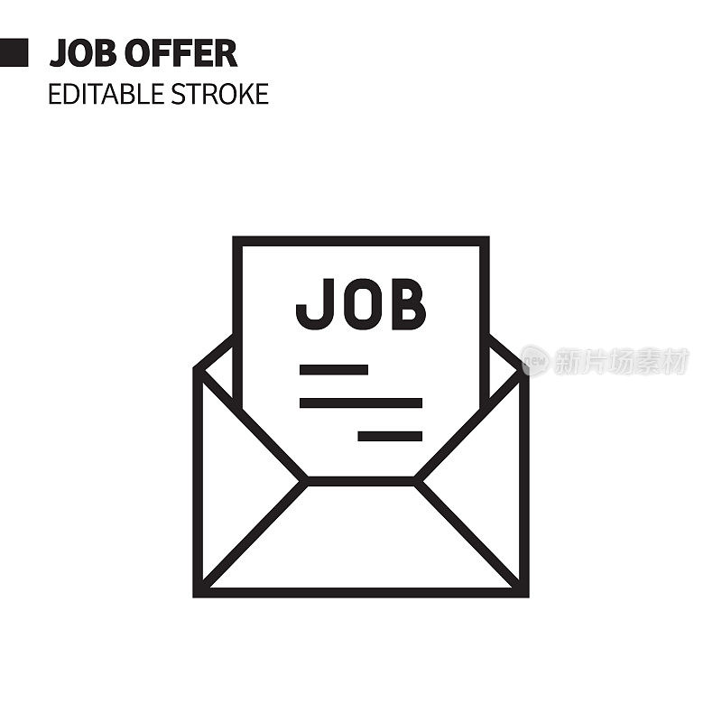 工作要约线图标，轮廓矢量符号插图。