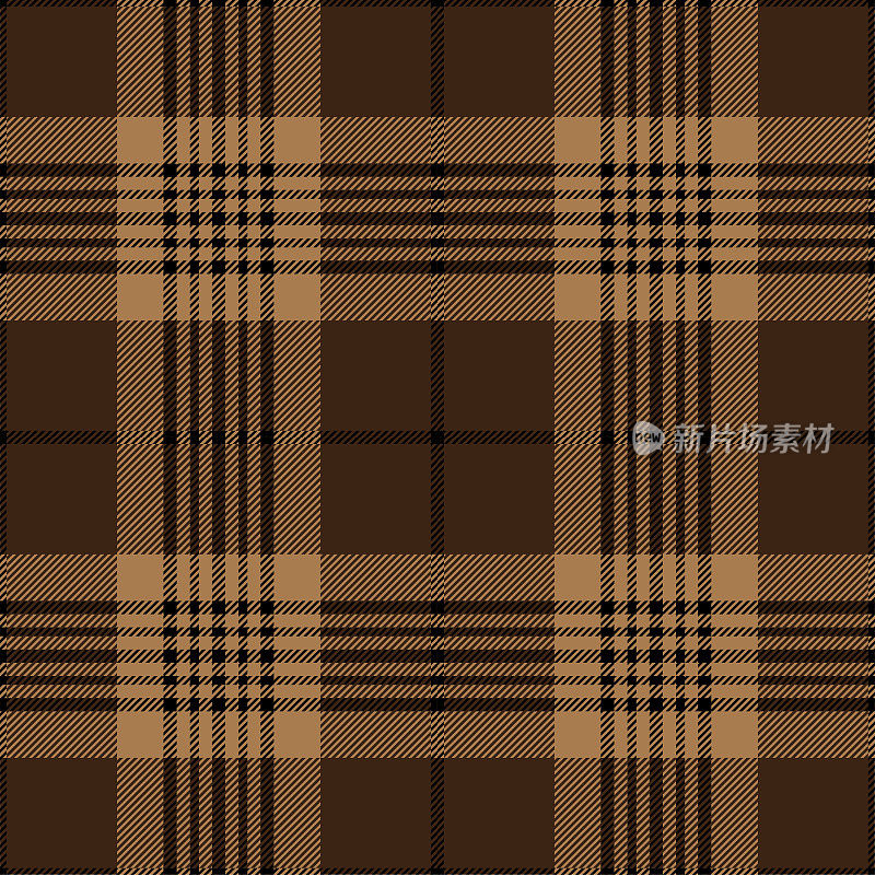 棕色和黑色苏格兰格子花格图案织物样本