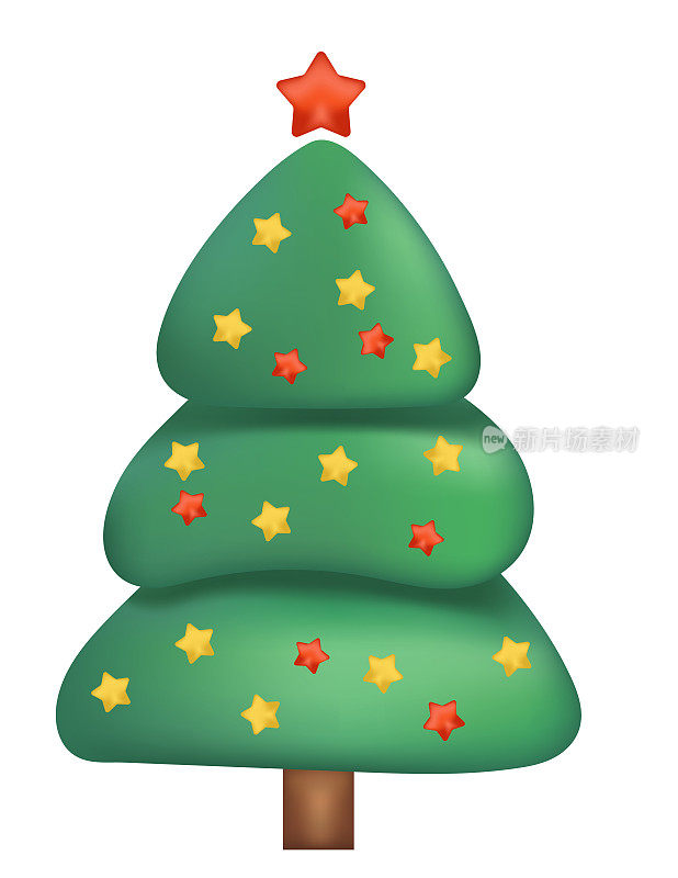 透明底座上的可爱卡通圣诞树