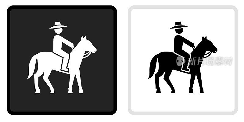 公牛骑手图标上的黑色按钮与白色翻转