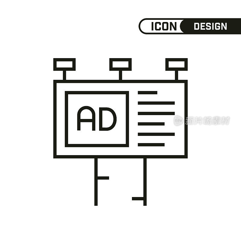 广告图标。单一的图标设计。多用途和编辑细线设计。