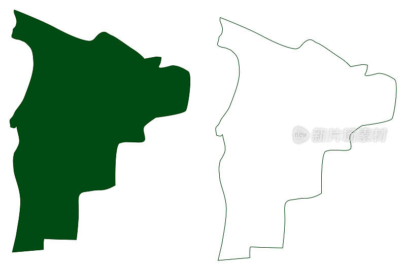 塞巴普拉亚市(墨西哥坎佩切自由和主权州，美国墨西哥)地图矢量插图，潦草素描塞巴普拉亚地图