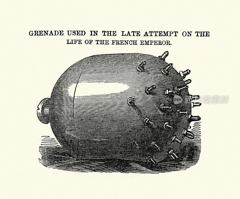 19世纪50年代，用来刺杀法国皇帝的手榴弹