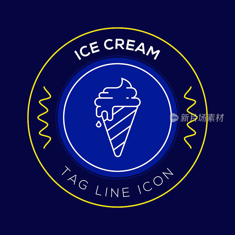 冰淇淋圈徽章，现代标志矢量图标设计线风格