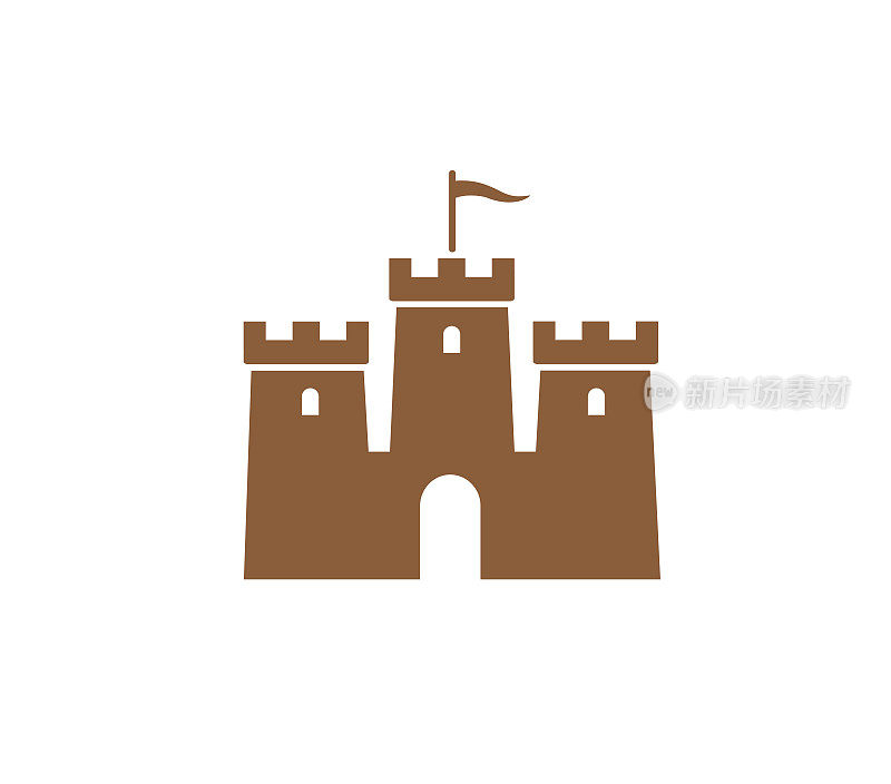 创意棕色城堡图标矢量符号图标