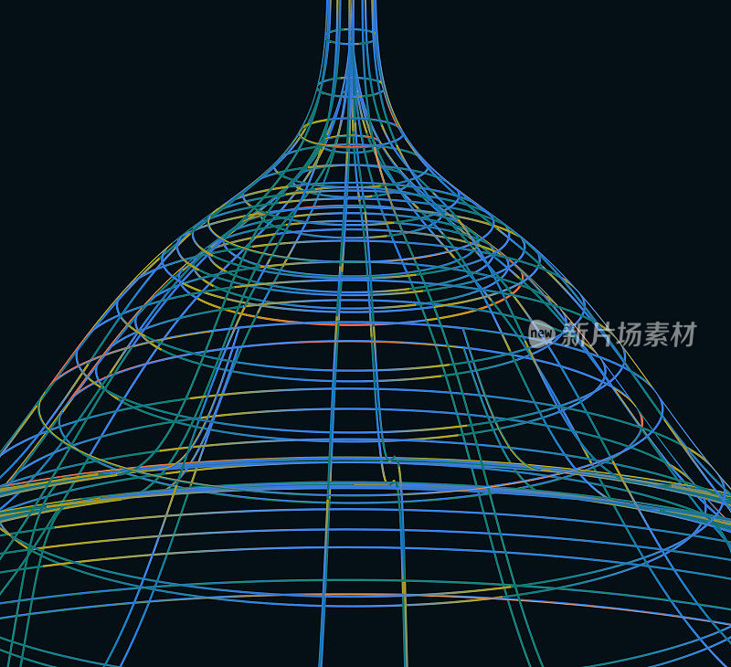 霓虹灯渐变三维转弯线结构技术图案背景