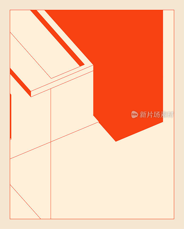 橙色极简几何图案与线条的小册子封面设计