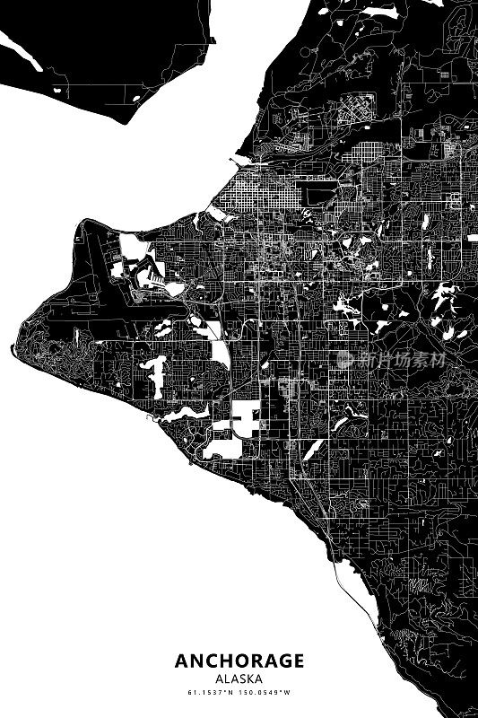 阿拉斯加，安克雷奇矢量地图