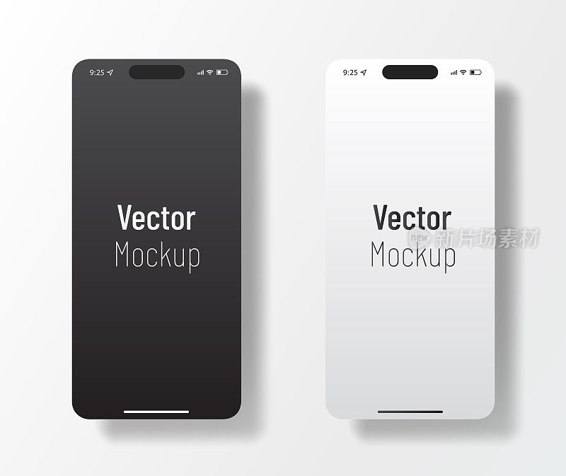 黑白手机框架模板类似于iphone模型