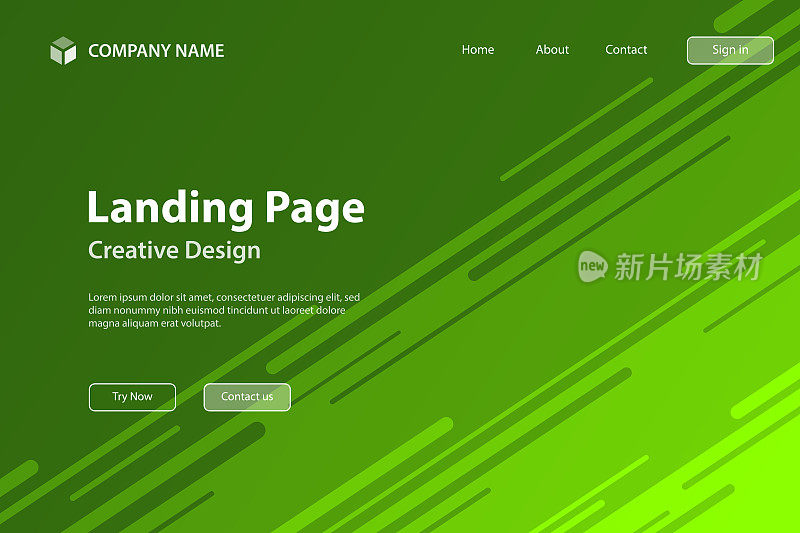 登陆页模板-抽象设计与对角线-新潮的绿色梯度