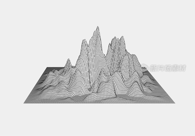 抽象三维线框山网空间图案背景