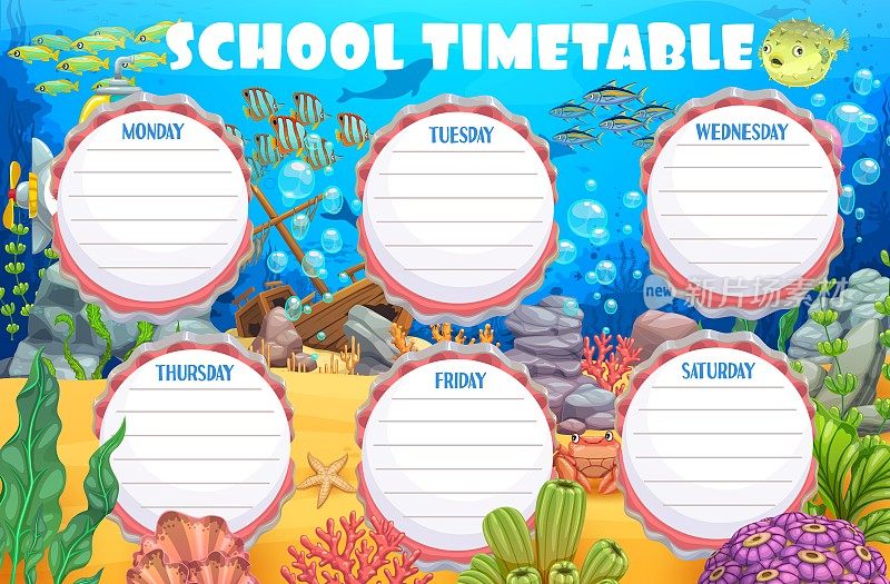 时间表，水下景观，动物