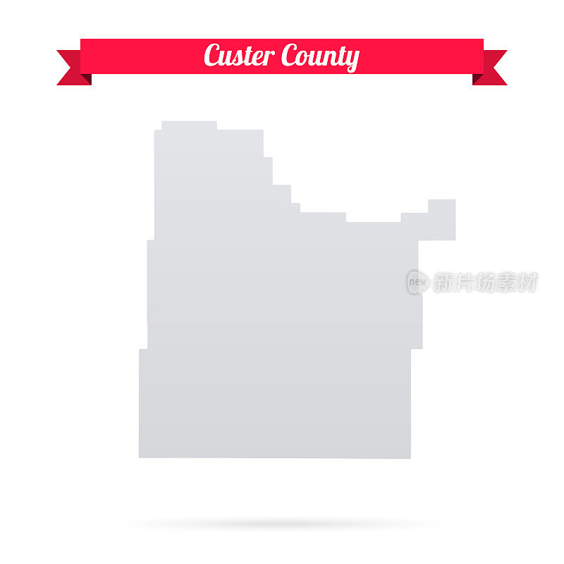 卡斯特县，蒙大拿州。白底红旗地图
