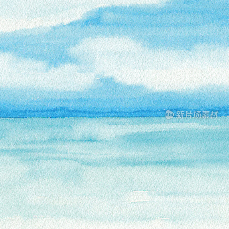 蓝色海洋水彩背景