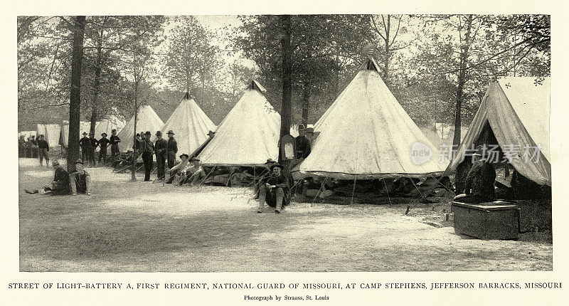 军事历史，斯蒂芬斯营的密苏里国民警卫队，美西战争，19世纪90年代