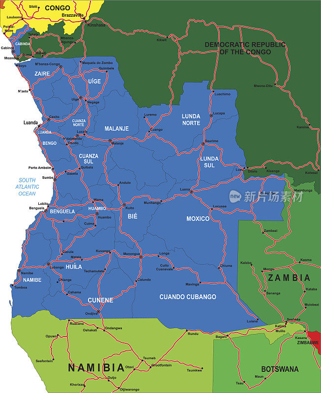 安哥拉政治地图