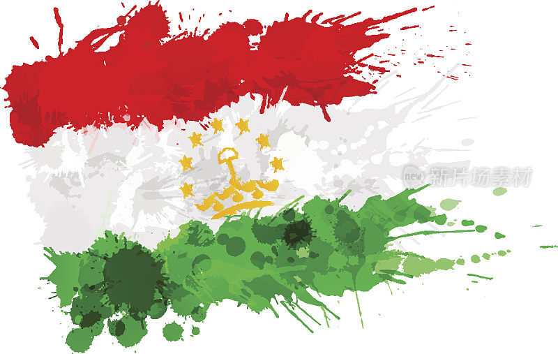 由五颜六色的水花织成的塔吉克斯坦国旗
