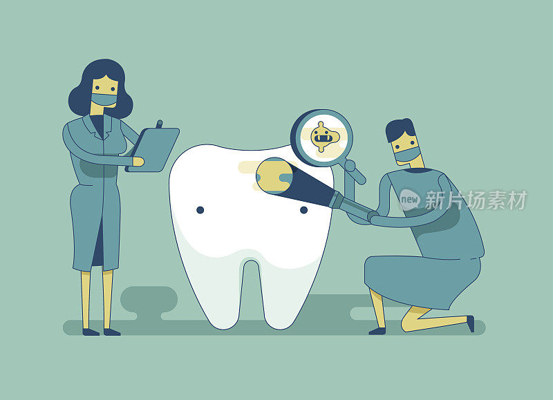 牙医在做牙齿治疗，牙科概念