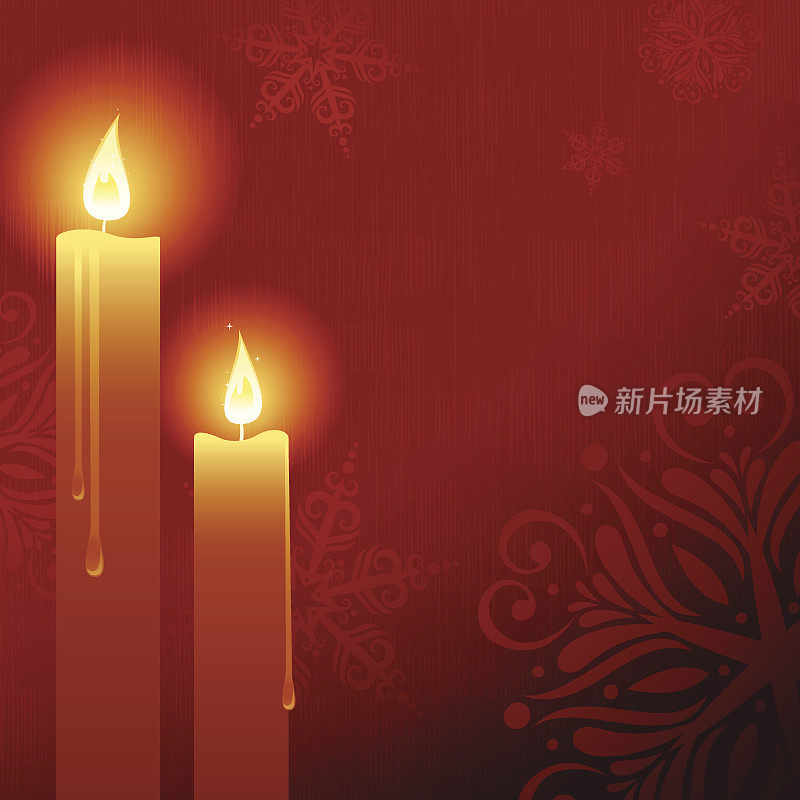 圣诞背景有两支蜡烛