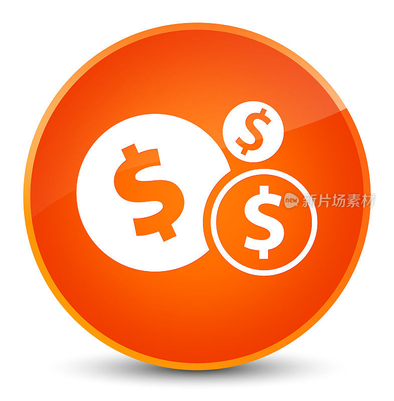 财务美元标志图标优雅的橙色圆形按钮