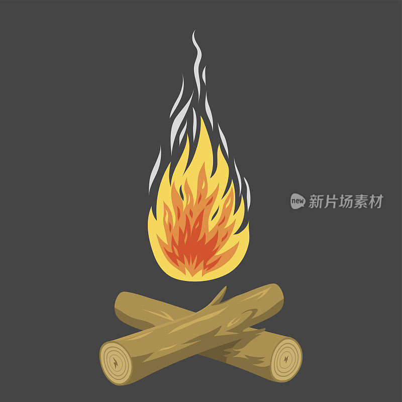 孤立的说明篝火原木燃烧篝火和柴火堆矢量燃烧的力量