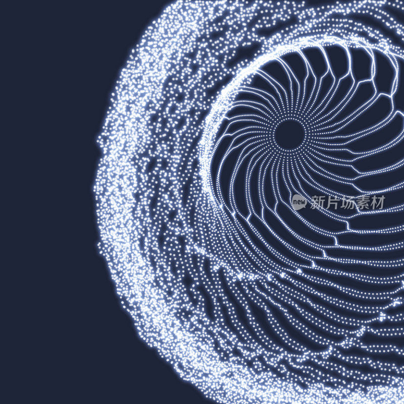 螺旋。隧道。动态粒子数组。网络空间网格。三维矢量插图。