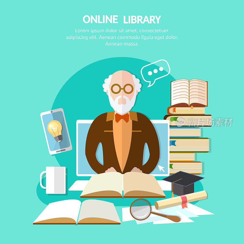 教育与知识，书店备考，图书馆员教授在图书馆向量