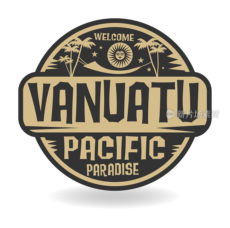 印有“瓦努阿图，太平洋天堂”名称的邮票或标签