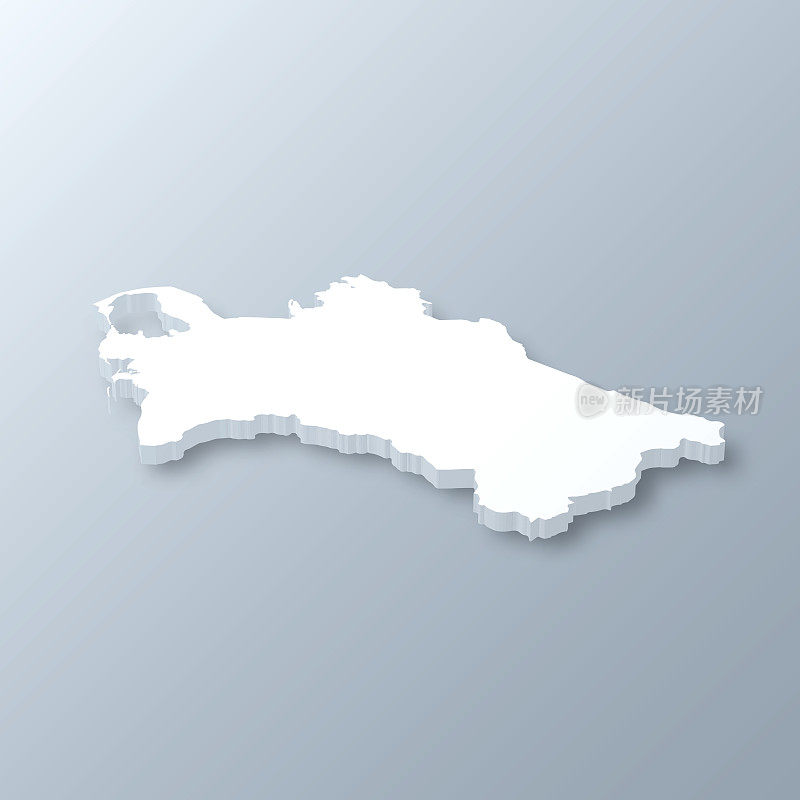 土库曼斯坦3D地图上的灰色背景