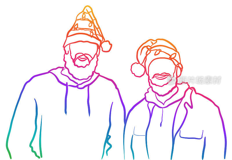 精灵和圣诞老人帽子圣诞乐趣彩虹