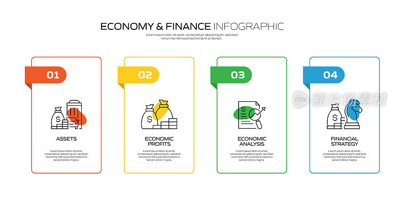 经济和金融概念信息图模板，元素和图标。简单的矢量信息图设计