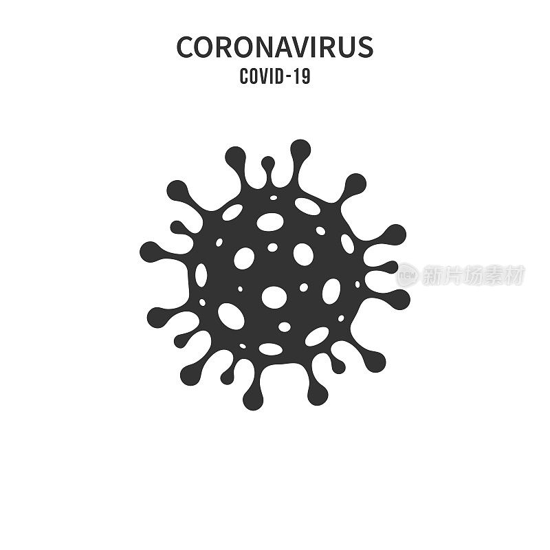 白色背景上冠状病毒细胞图标(COVID-19)