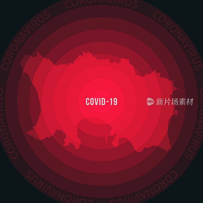 泽西地图与COVID-19的传播。冠状病毒爆发