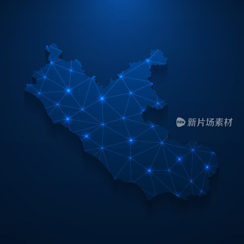 拉齐奥地图网络-明亮的网格在深蓝色的背景