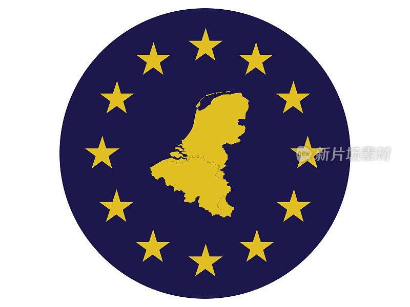 比荷卢三国黄色地图徽章，欧盟旗帜颜色