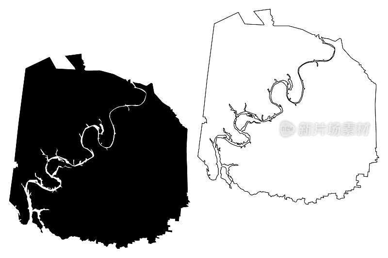 田纳西州杰克逊县(美国县，美国，美国，美国)地图矢量插图，草稿杰克逊地图