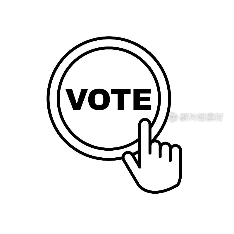 手和投票按钮:政治和选举图标