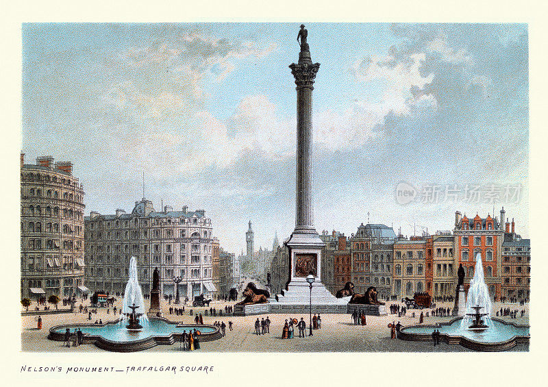 纳尔逊圆柱，特拉法加广场，维多利亚时代伦敦地标