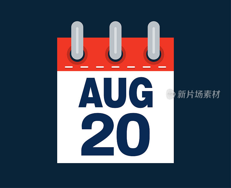 这个月的日历日期是8月20日