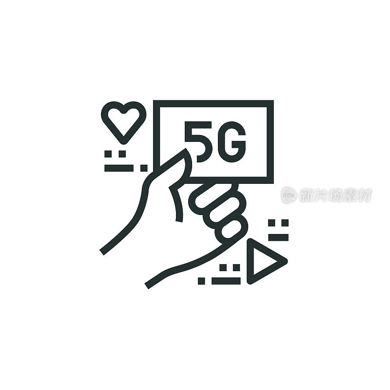 5G和技术，速度，网络，大数据，线图标