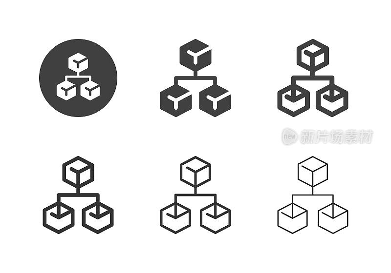 立方体网络图标-多系列