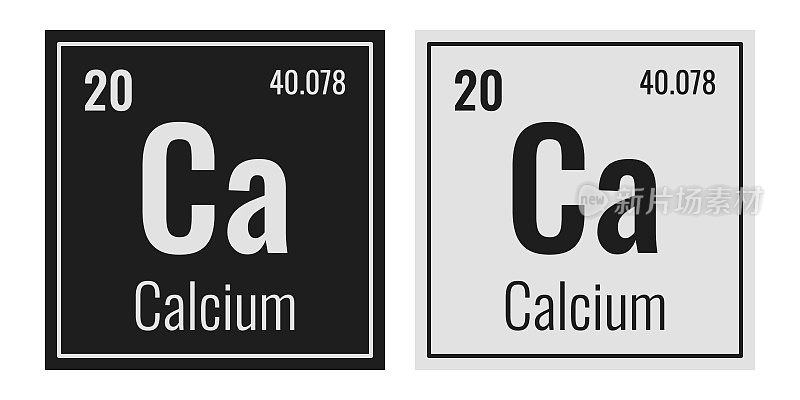 钙的象征。元素周期表中的化学元素。矢量插图隔离在白色背景上。玻璃的迹象。