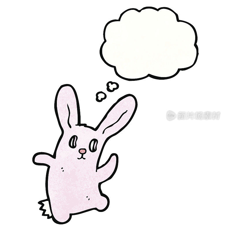 卡通幽灵粉兔与思想泡沫