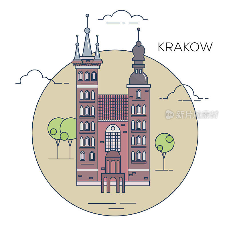 波兰古城的插画