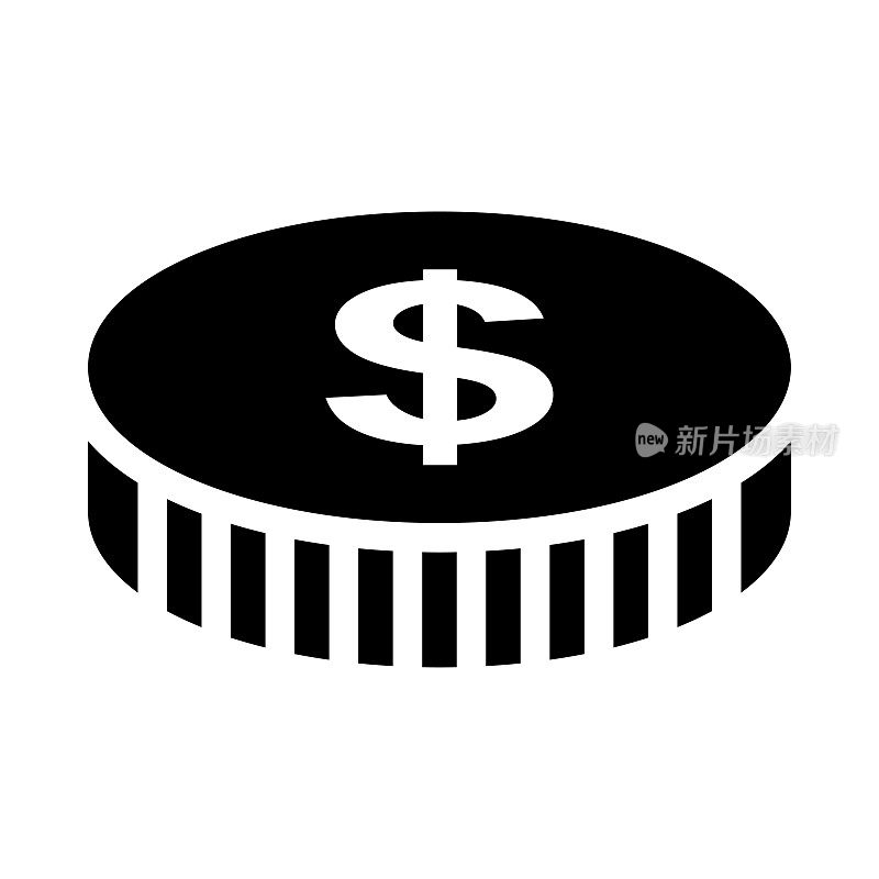 美元硬币符号矢量图标