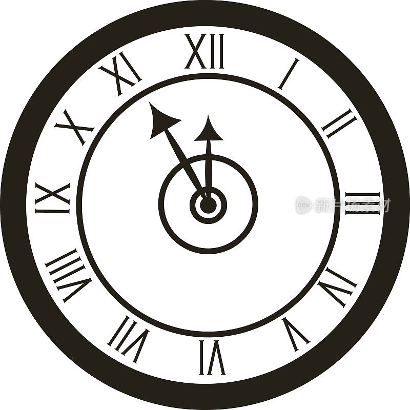 钟表表盘表盘上的闹钟矢量图。时钟面图标孤立的白色背景。时钟,看轮廓。古老的，复古的，现代的和时尚的时钟。时间工具图标、闹钟、手表图标