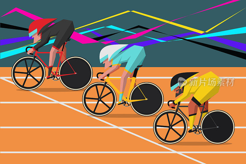 自行车比赛卡通人物设计风格扁平化