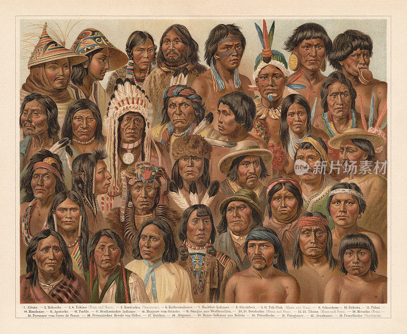 《美国原住民》，平版印刷，1897年出版